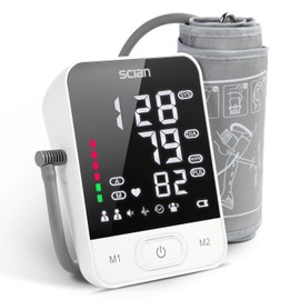 Scian Blood Pressure Monitor, Talking Arm Blood Pressure Monitor (DE, FR, ES, US, RU) with Cuff 22-42 cm, Large LED Display, 2 User 200 Memory, Type C Cable