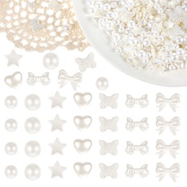 400 Pcs ABS Imitation Pearl Beads White Loose Pearl Beads Assorted Imitation Perlas for Crafts White Craft Pearls for Jewelry Making Bracelets Necklace Earrings Accessories DIY Crafts