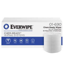 Everwipe Chem-Ready Wiping System Refill Dry Wipes Rolls White, Make Your Own Wet Wipes, 6 x 90 wipes, 192808 (01-690)