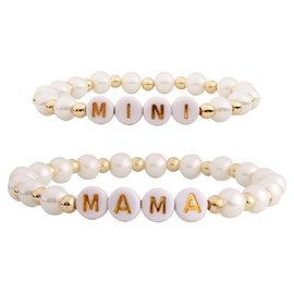 QqzsJewls Mommy and Me Bracelets Set for Mother Daughter White Pearl Matching Mom and Daughter Bracelets Gifts Mama and Mini Comfort Anxiety Relief Jewelry Christmas Mothers Day Gifts