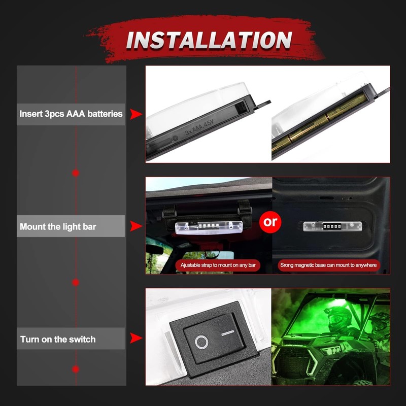 Lumimotor Universal Green LED Dome Light Roll Bar Mount LED