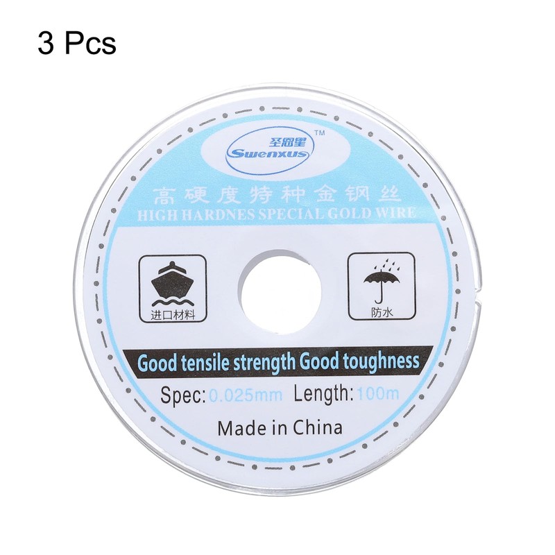 sourcing map 3pcs 100m/328ft Molybdenum Screen Cutting Wire Line Phone