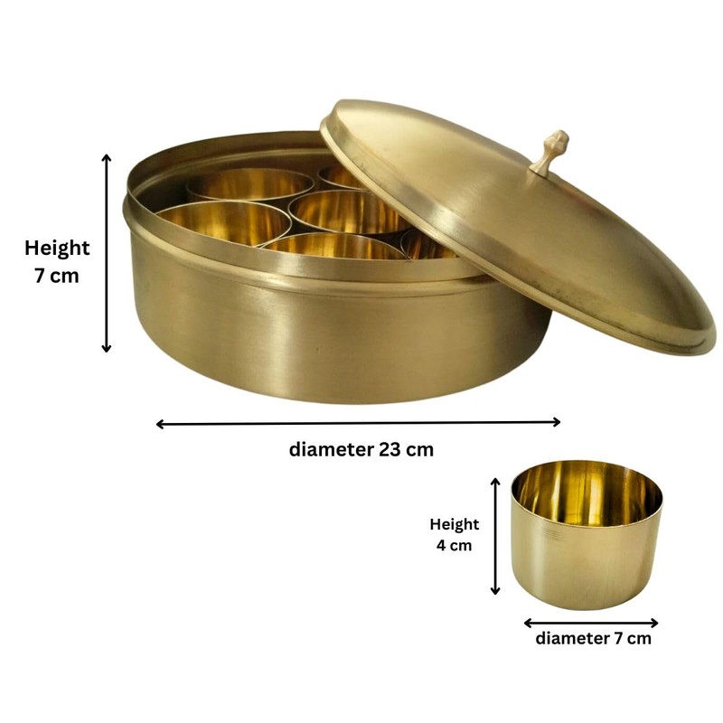 The Advitya Indian Spice Box Brass |Brass Masala Box Dabba