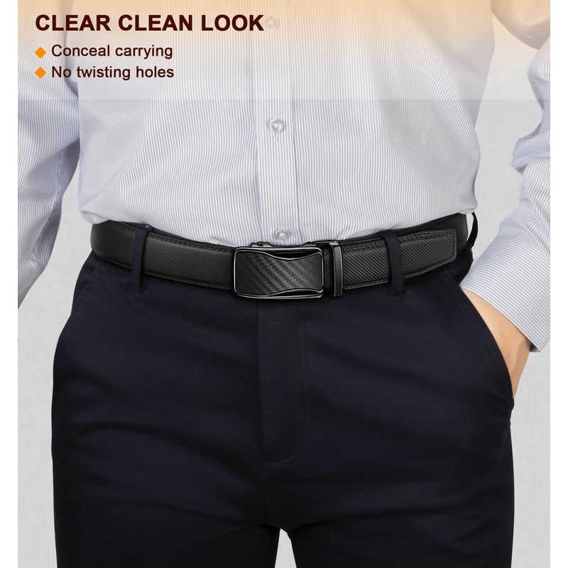 KEMISANT Mens Ratchet Belt 2 Units,Sliding Belt For Gift Mens