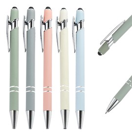 HABNI Pack of 5 Ballpoint Pens High Quality Black Ink Ballpoint Pen with Non-Slip Grip Zone, Ballpoint Pen Metal Ballpoint Pen Set for Office and Household, Morandi Colours