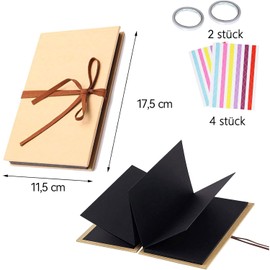 ERBO Pack of 2 DIY Photo Albums (17.5 x 11.5 cm), Small Photo Albums, DIY Scrapbook Photo Book, Can Be Used as a Graduation Gift, Birthday Gift, Wedding Anniversary Gift (Black)