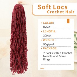 Karida Faux Locs Crochet Hair 30 Inch, 7 Packs Soft Locs Crochet Hair For Black Women Pre Looped, Crochet Locs Long Soft Locs Crochet Hair (BUG#, 30 Inch (Pack of 7))