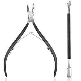 Ejiubas Ejiubas Cuticle Trimmer with Cuticle Pusher Cuticle Nipper Professional Grade Stainless Steel Cuticle Remover Cutter Clipper Durable Pedicure Manicure Tools (Black)