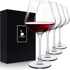 Swanfort Crystal Red Wine Glasses Set of 4 – 16 oz Elegant Long Stem Wine Glasses in Gift Box, Premium Glassware for Wedding, Anniversary, Birthday Gifts