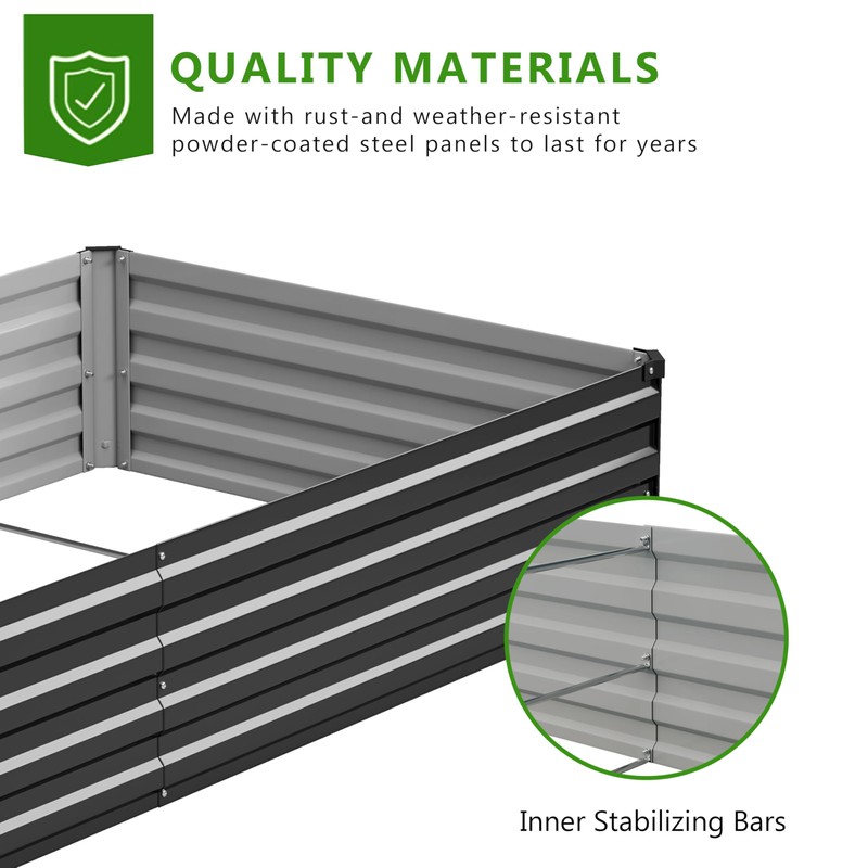 2PCS 12x3x1ft Galvanized Raised Garden Bed,Outdoor Planter Box Metal Patio