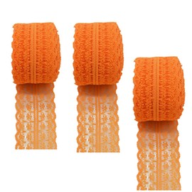 3 Rolls 10 Meters Floral Lace Ribbon Lace Trim Webbing Fabric for DIY Jewelry Making Craft Wedding Accessories Gift Wrapping(Orange)