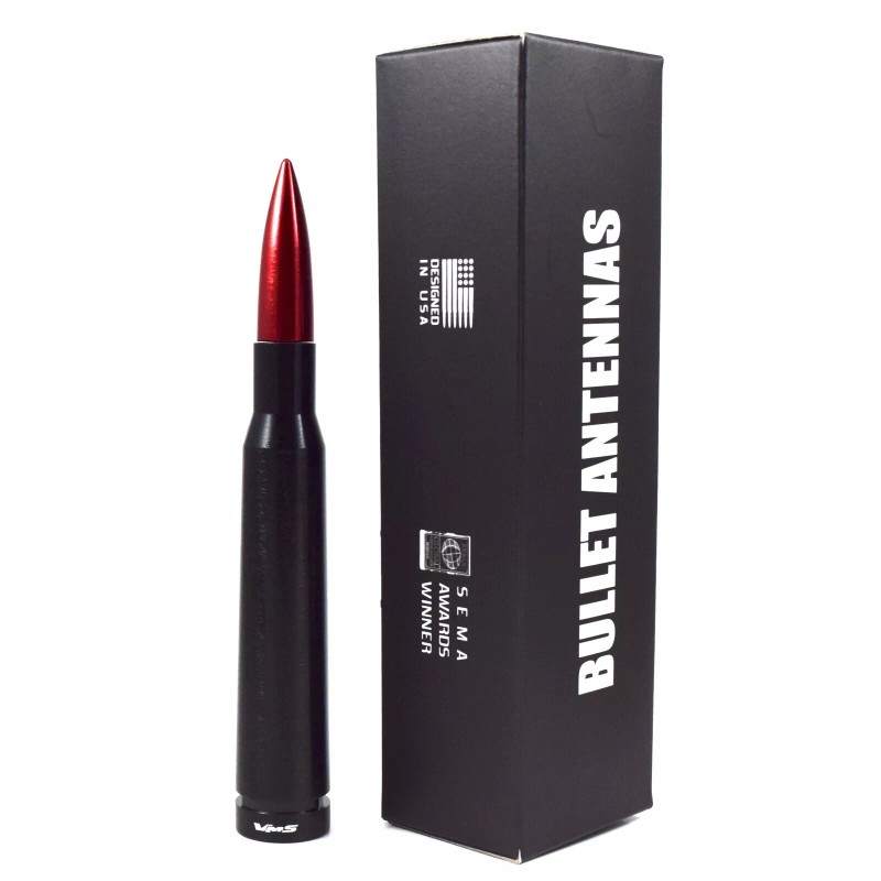 VMS RACING Anti-Theft Retractable Black 50 Caliber Red Bullet Stubby