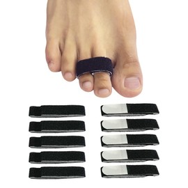 Jrery-KEY Hammer Toe Wraps, 10 Pack Fabric Buddy Wraps Toe Bandages, Toe Splints Straightener for Hammer toes, Overlapping Toes, Crooked Toes, Curled Toes, Bent Toes and Broken Toes