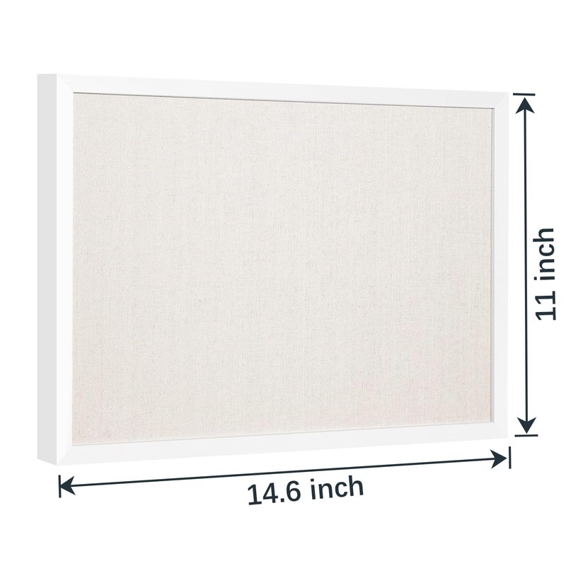OWLKELA 11"x14.6" inch Bulletin Board with Linen, White Wood Style