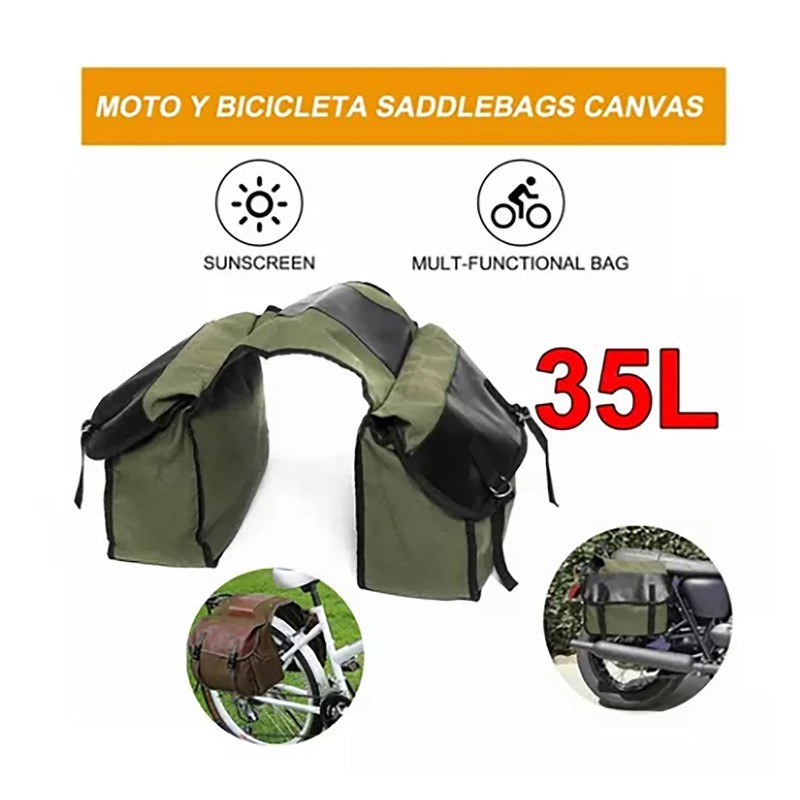 Cycling Side Bags Canvas Bike Commuting Bag Saddle Bags Large