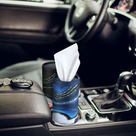 Fourluoo 12 Pack Car Tissue Cylinder Holder Bulk with 3 Ply Facial Tissues, Round Napkin Holders for Car Cup Holder Cylinder Travel Paper Tubes Bulk Round Napkin Boxes Packs(Marble)
