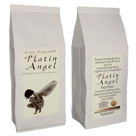 Espresso / Cafe - Coffee Beans Decaffeinated "Platinum Angel" Whole Beans, 500 g) - Low Acid - Gentle and Freshly Roasted