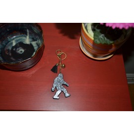 Popfizzy Rhinestone Bigfoot Keychain for Women, Bling Sasquatch Purse Charm for Handbags, Backpack Key Fob, Sparkle Bag Charm