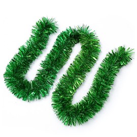 JSRHEEM Pack of 3 Christmas Garland, 2 m Christmas Tinsel Garland, Metallic Garland, Glittering Hanging Decoration for Christmas Tree, Wreath, Wedding, Party, Green