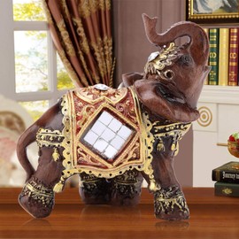 HERCHR 1 x Lucky Wealth Elephant Statue, Ornaments Statue Sculpture, Elephant Decorative Figures, Africa Decorative Sculpture, Sculpture Wood Grain Feng Shui Home Desktop Decoration Gift