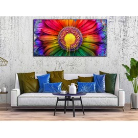 CANEITO CANEITO Flower Wall Art for Living Room, Colorful Daisy Canvas Picture Wall Decor for Bedroom, Modern Floral Print for Girls Room, Size 20x40 Inches