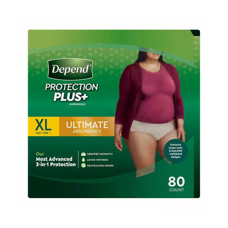 Depend Protection Plus Ultimate Underwear for Women XL 80 Count