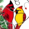 Cardinal Stained Glass Suncatchers with Stick Hook, Red Bird Ornaments,