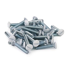 Henne Bery 3/4" Long 6-32 Thread, Oval Head Milled Slot Replacement Wall Plate Screws, 30 Pack, White