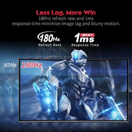 Viewedge Curved Gaming Monitor 27 inch 180Hz, FHD 1080P VA Screen 1800R Computer Monitor, 1ms with FreeSync, Low Motion Blur, DisplayPort, HDMI Monitor, Built-in Speakers