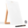 Desktop Glass Whiteboard with Reversible Wood Stand, Small White Board,