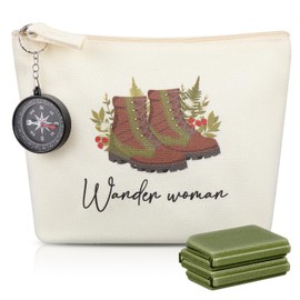 Namalu Set of 4 Hiking Gifts Includes 1 Waterproof Weatherproof Seat Cushion Outdoor Foldable 1 Compass 1 Wonder Bag Hiking Woman Canvas Bag 1 Rain Poncho Hiking Accessories for Women on the Go