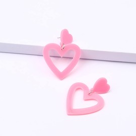 Valentines Earrings Pink Heart Earrings for Women Acrylic Heart Dangle Earrings Valentines Day Gifts for Her Valentines Day Accessories Outfit Women