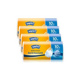 Swirl 10 Litre White Antibacterial Carry Handle Bin Liners - 4 Rolls of 37 Bags