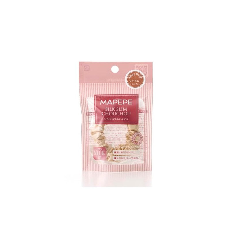 MAPEPE Silk Slim Scrunchie (Shiny Beige)