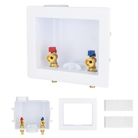 1-Pack GUOFIS Washing Machine Outlet Box,1/2 Inch PEX Crimp Inlet x 3/4 Inch MHT Outlet, Laundry Washer Box(Center Drain)