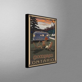 Moonbeam Ontario Airstream Trailer Professionally Framed Giclee Archival Canvas Wall Art for Home & Office from Travel Artwork by Artist Paul A. Lanquist 12" x 18"