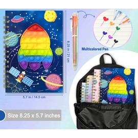 GINMLYDA Pop Secret Diary for Boys with Pen, 8.25x5.7 Inches 160 Pages Spacecraft Fidget Kids Notebook and Pen Set for Boys Birthday Presents A5 Spiral Kids Journal for Boys Gifts 6-12 Year Old