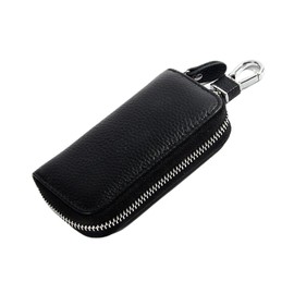 Eight Point Smart Key Case, Genuine Leather, Cowhide Leather, Cover Type, Key Chain, Cowhide Leather, Men's Smart Key, Car Key Cover (Brown), Black