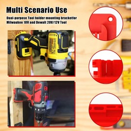 10-Pack Drill Tool Holder Organizer-Compatible with Milwaukee M18 Drills/Drivers, Red Heavy-Duty Hanger Mount for Garage Workshop (RED)