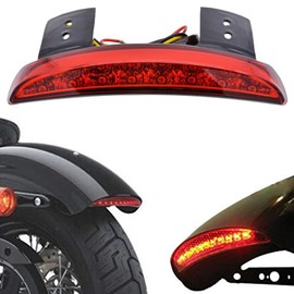 ankia Chopped Rear Fender Edge LED de freno de motocicleta licencia Plate Tail Light Stop Running Light Turn Signal Lamp for Harley Sportster XL883 N 1200 N XL1200 V XL1200 X, Rojo