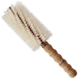 TRENFI Cepillo redondo de cerdas de jabalí de 2.75 pulgadas para cabello fino a medio | Cork Handle, Centered Nylon Tufts, High Heat Rated, Controlled