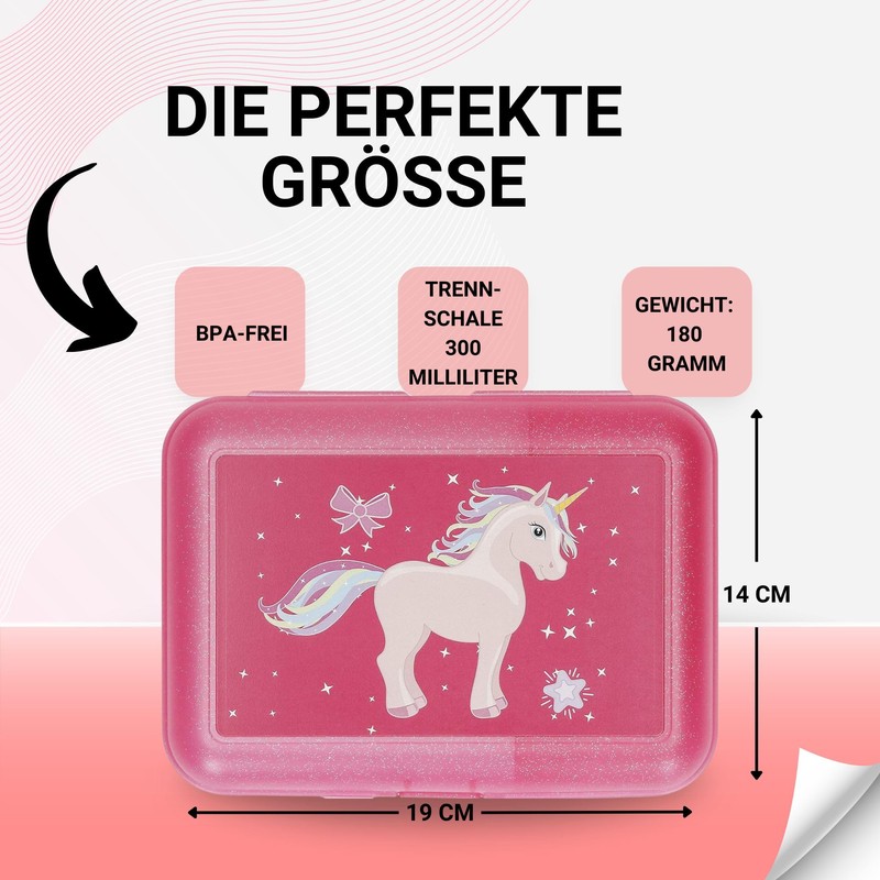 Uakeii Premium Unicorn Pony Lunch Box - Glitter Lunch Box