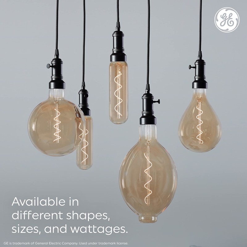 GE Vintage Style LED Light Bulb, 40 Watt, Amber Finish,
