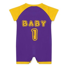 Usweethm Baby Football Clothes,Infant Clothes For Baby Boys/Girls,Football Baby Outfit,Gift For Baby Fans(Purple & Gold, 9-12M)