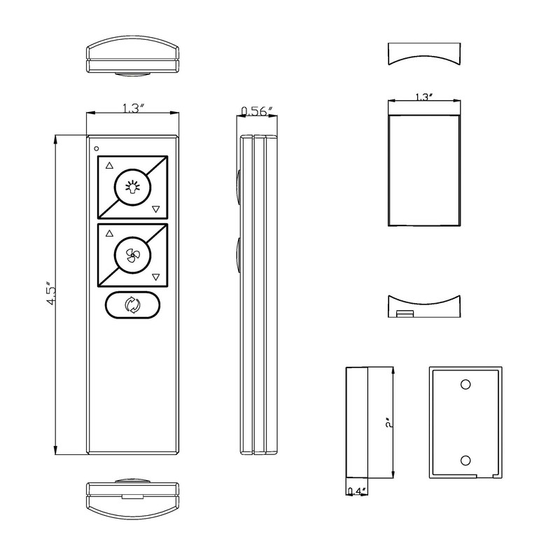 6-Speed Ceiling Fan Wireless Bluetooth Remote Control Wall Cradle in