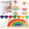 FYSL Wooden Montessori Toy, Clip Beads Puzzle Sorting Game, Clip