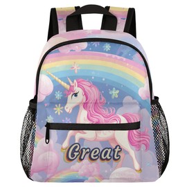 CFERSAN Cute Unicorn School Backpacks for Girls Teens,Pink Kindergarten Elementary Kids Toddler Bookbag Mochilas Escolares Para Niñas 12in Mini Preschool Cartoon Rainbow Travel Backpack