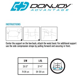 DonJoy Advantage DA161BW01-BLK-L/XL Stabilizing Back Support for Low Back Pains, Strains, Comfortable Foam Padding with Stretch Fabric, Adjustable to fit Large to XL, 37" to 41"