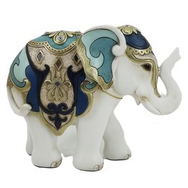ICE ARMOR 9" W White and Blue Thai Elephant Figurine Statue Sculpture Ornament Decoration Home/Room Decor Ideas for Housewarming, Holidays and Birthdays Great Collectible Addition