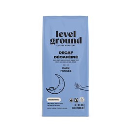 Level Ground Coffee - Decaf Coffee - Dark Roast, Ground - Fair Trade, Organic, 1% For the Planet, Kosher, Swiss Water Decaf - Specialty Coffee - French Press, Drip brew, Pour Over - Sweet, Rich, Intense - 300g / 10.5oz